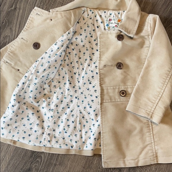 Floral lined tan cotton pea coat - Picture 3 of 3